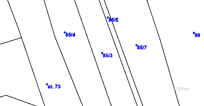 Parcela st. 85/3 v KÚ Chvalčovice, Katastrální mapa