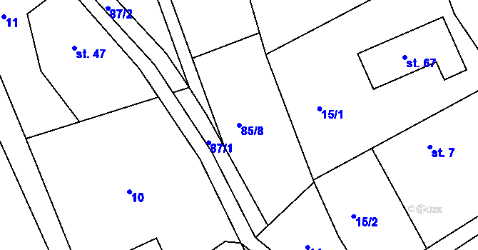 Parcela st. 85/8 v KÚ Chvalčovice, Katastrální mapa