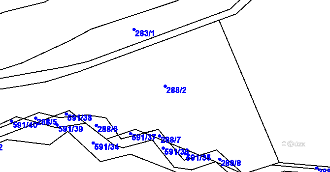 Parcela st. 288/2 v KÚ Chvalčovice, Katastrální mapa