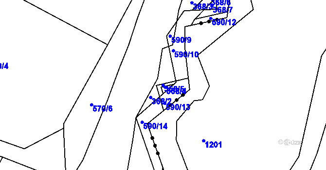 Parcela st. 368/5 v KÚ Chvalčovice, Katastrální mapa