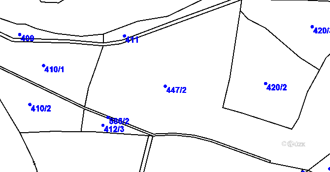 Parcela st. 447/2 v KÚ Chvalčovice, Katastrální mapa