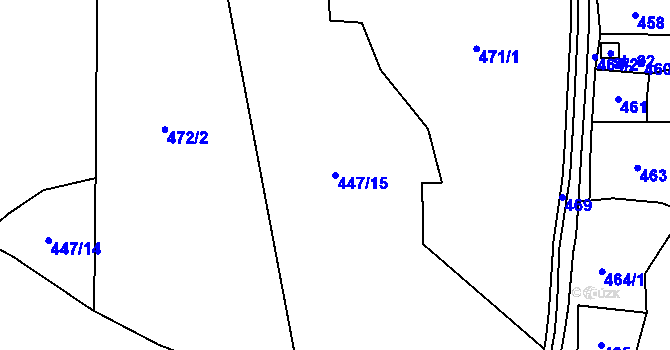 Parcela st. 447/15 v KÚ Chvalčovice, Katastrální mapa