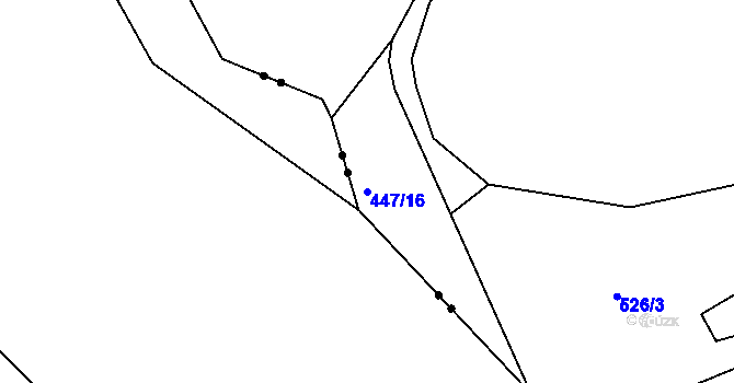 Parcela st. 447/16 v KÚ Chvalčovice, Katastrální mapa
