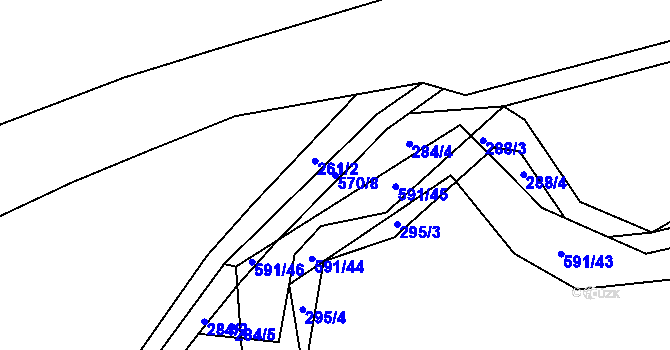 Parcela st. 570/8 v KÚ Chvalčovice, Katastrální mapa
