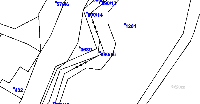 Parcela st. 590/16 v KÚ Chvalčovice, Katastrální mapa
