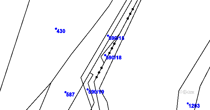 Parcela st. 590/18 v KÚ Chvalčovice, Katastrální mapa