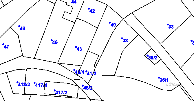 Parcela st. 41/1 v KÚ Hradčany u Tišnova, Katastrální mapa