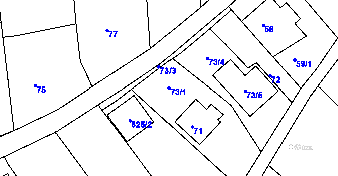 Parcela st. 73/1 v KÚ Hradčany u Tišnova, Katastrální mapa