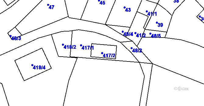 Parcela st. 417/2 v KÚ Hradčany u Tišnova, Katastrální mapa
