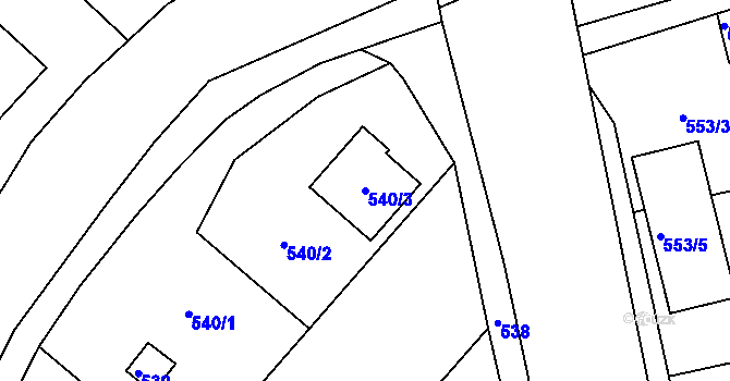 Parcela st. 540/3 v KÚ Hradčany u Tišnova, Katastrální mapa