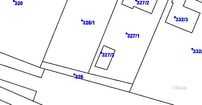 Parcela st. 327/3 v KÚ Hradčany u Tišnova, Katastrální mapa
