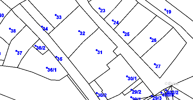 Parcela st. 31 v KÚ Hradčany u Tišnova, Katastrální mapa