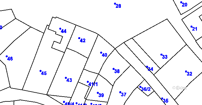 Parcela st. 40 v KÚ Hradčany u Tišnova, Katastrální mapa