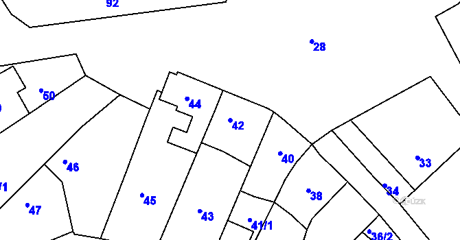 Parcela st. 42 v KÚ Hradčany u Tišnova, Katastrální mapa