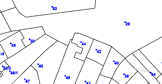Parcela st. 44 v KÚ Hradčany u Tišnova, Katastrální mapa