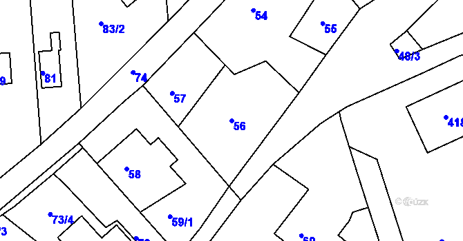 Parcela st. 56 v KÚ Hradčany u Tišnova, Katastrální mapa