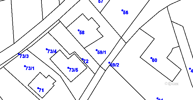 Parcela st. 59/1 v KÚ Hradčany u Tišnova, Katastrální mapa