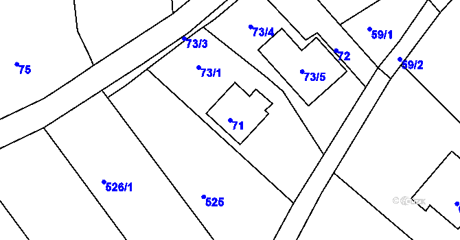 Parcela st. 71 v KÚ Hradčany u Tišnova, Katastrální mapa