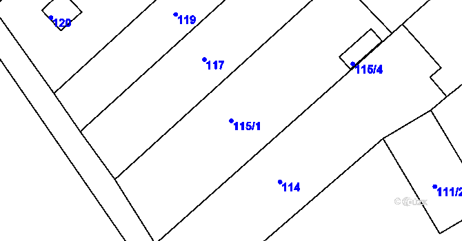 Parcela st. 115/1 v KÚ Hradčany u Tišnova, Katastrální mapa