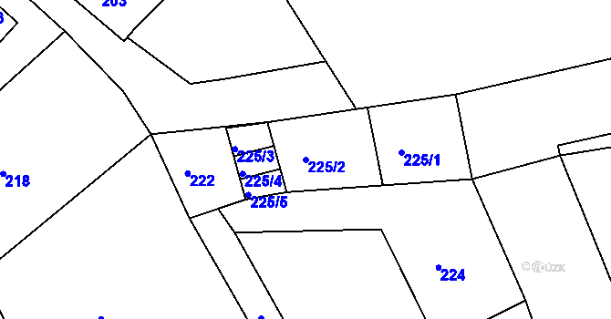 Parcela st. 225/2 v KÚ Hradčany u Tišnova, Katastrální mapa