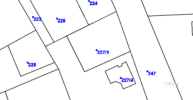 Parcela st. 227/1 v KÚ Hradčany u Tišnova, Katastrální mapa