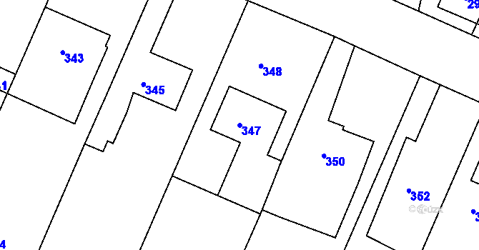 Parcela st. 347 v KÚ Hradčany u Tišnova, Katastrální mapa