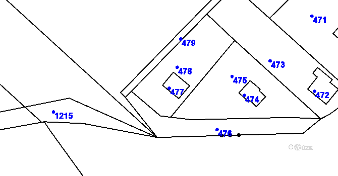Parcela st. 477 v KÚ Hradčany u Tišnova, Katastrální mapa