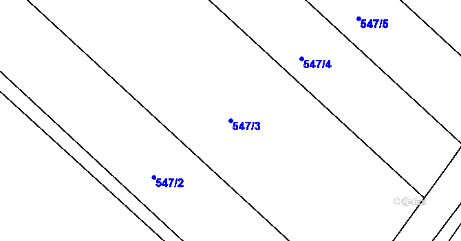 Parcela st. 547/3 v KÚ Hradčany u Tišnova, Katastrální mapa