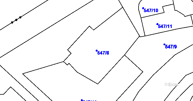 Parcela st. 547/8 v KÚ Hradčany u Tišnova, Katastrální mapa