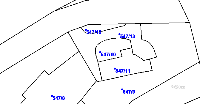Parcela st. 547/10 v KÚ Hradčany u Tišnova, Katastrální mapa