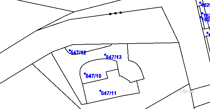 Parcela st. 547/13 v KÚ Hradčany u Tišnova, Katastrální mapa