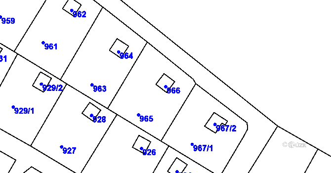 Parcela st. 966 v KÚ Hradčany u Tišnova, Katastrální mapa
