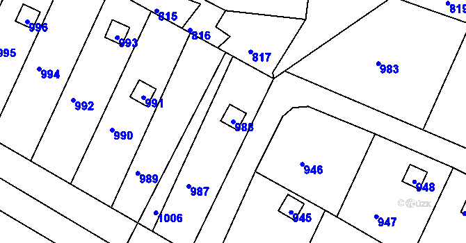 Parcela st. 988 v KÚ Hradčany u Tišnova, Katastrální mapa