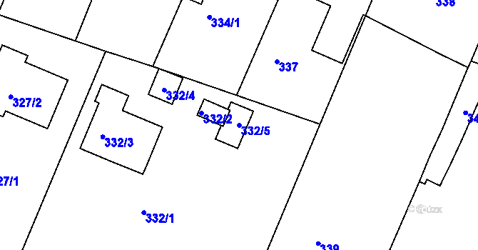 Parcela st. 332/5 v KÚ Hradčany u Tišnova, Katastrální mapa