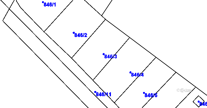 Parcela st. 846/3 v KÚ Hradčany u Tišnova, Katastrální mapa