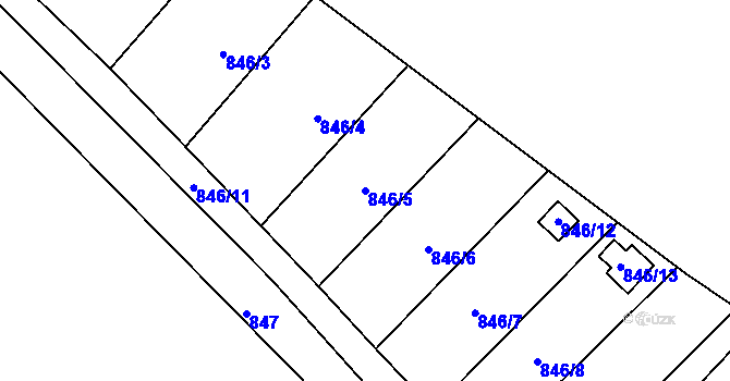 Parcela st. 846/5 v KÚ Hradčany u Tišnova, Katastrální mapa