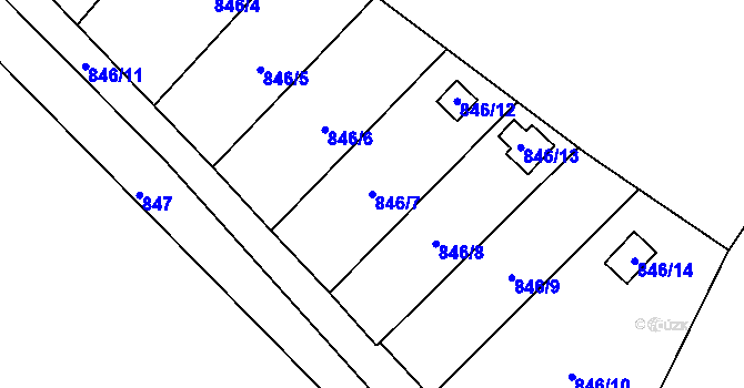 Parcela st. 846/7 v KÚ Hradčany u Tišnova, Katastrální mapa
