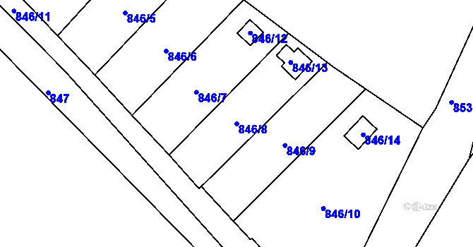 Parcela st. 846/8 v KÚ Hradčany u Tišnova, Katastrální mapa