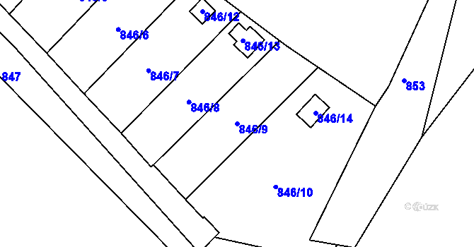 Parcela st. 846/9 v KÚ Hradčany u Tišnova, Katastrální mapa