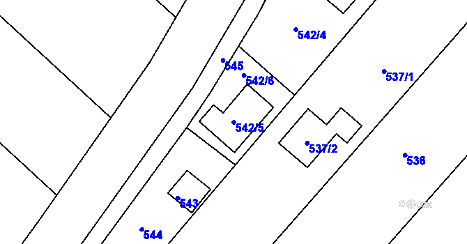Parcela st. 542/5 v KÚ Hradčany u Tišnova, Katastrální mapa