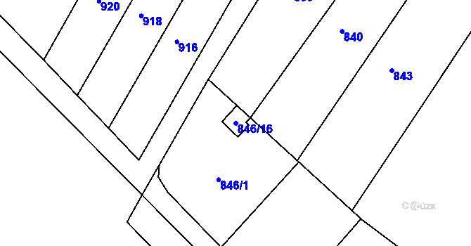 Parcela st. 846/16 v KÚ Hradčany u Tišnova, Katastrální mapa