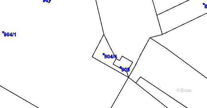 Parcela st. 904/4 v KÚ Hradčany u Tišnova, Katastrální mapa