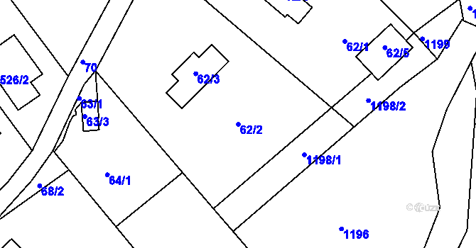 Parcela st. 62/2 v KÚ Hradčany u Tišnova, Katastrální mapa