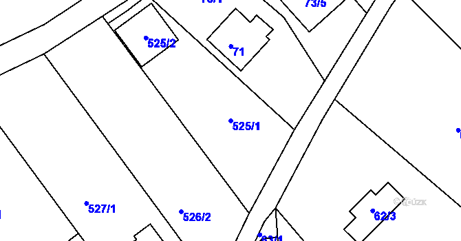 Parcela st. 525/1 v KÚ Hradčany u Tišnova, Katastrální mapa