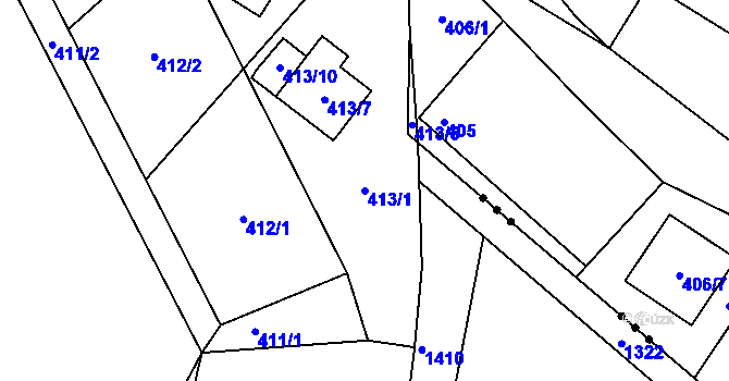 Parcela st. 413/1 v KÚ Hradčany u Tišnova, Katastrální mapa