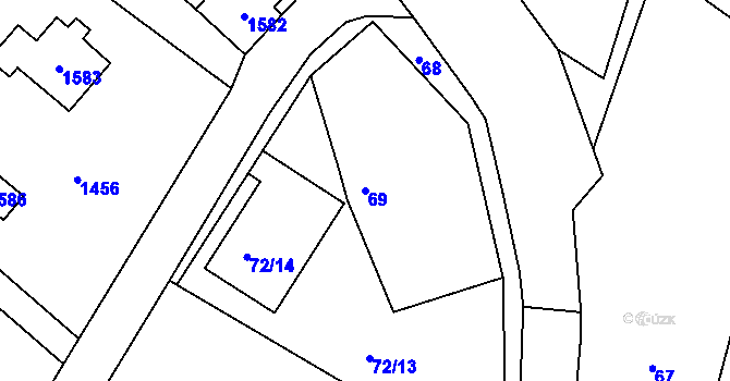 Parcela st. 69 v KÚ Hradčany na Moravě, Katastrální mapa