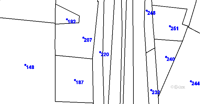 Parcela st. 220 v KÚ Hradčany na Moravě, Katastrální mapa