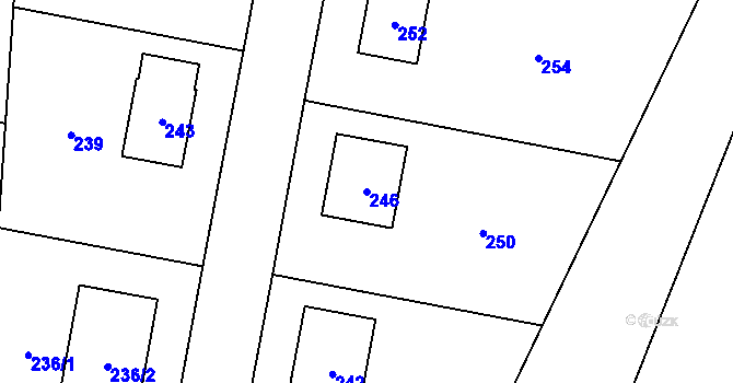 Parcela st. 246 v KÚ Hradčany na Moravě, Katastrální mapa