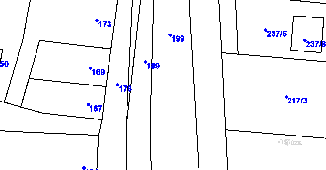 Parcela st. 243 v KÚ Hradčany na Moravě, Katastrální mapa