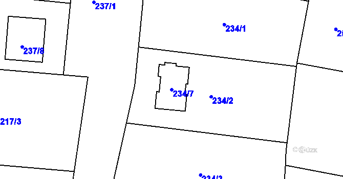 Parcela st. 234/7 v KÚ Hradčany na Moravě, Katastrální mapa